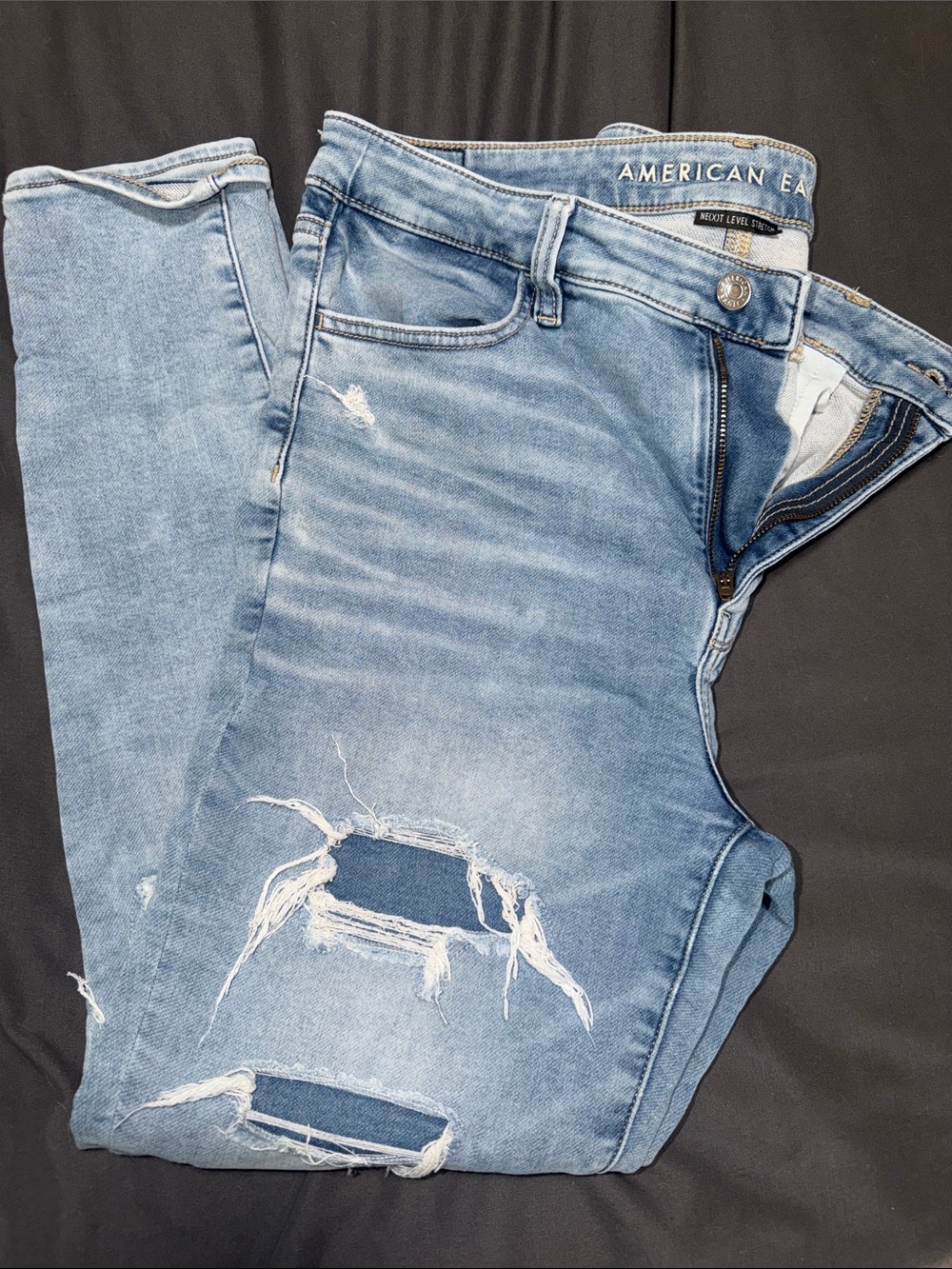 American Eagle Outfitters Light Blue Distressed Skinny Jeans - Size 12